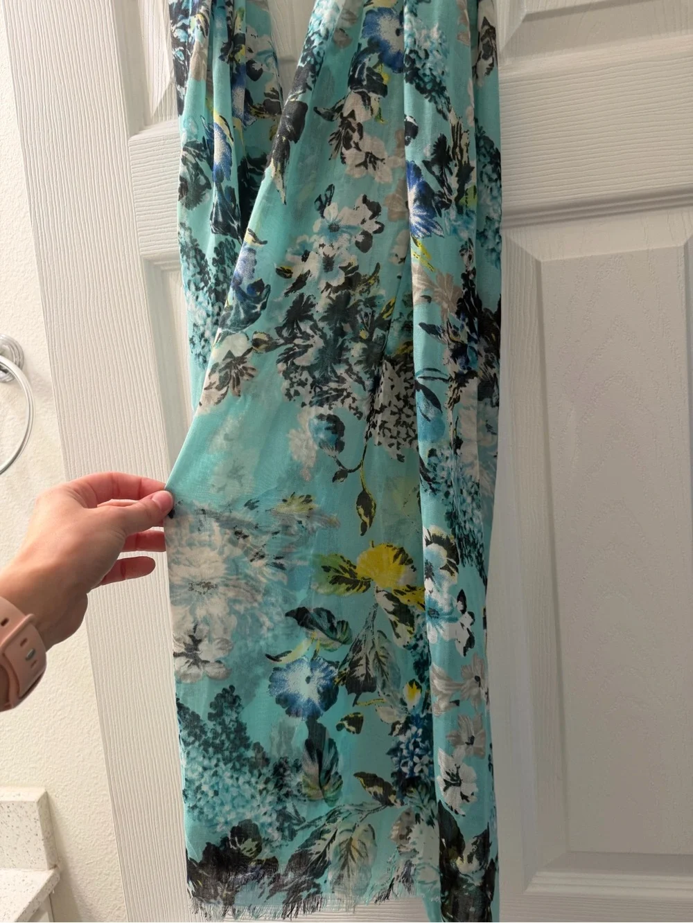 Light Blue Floral Sheer Scarf
